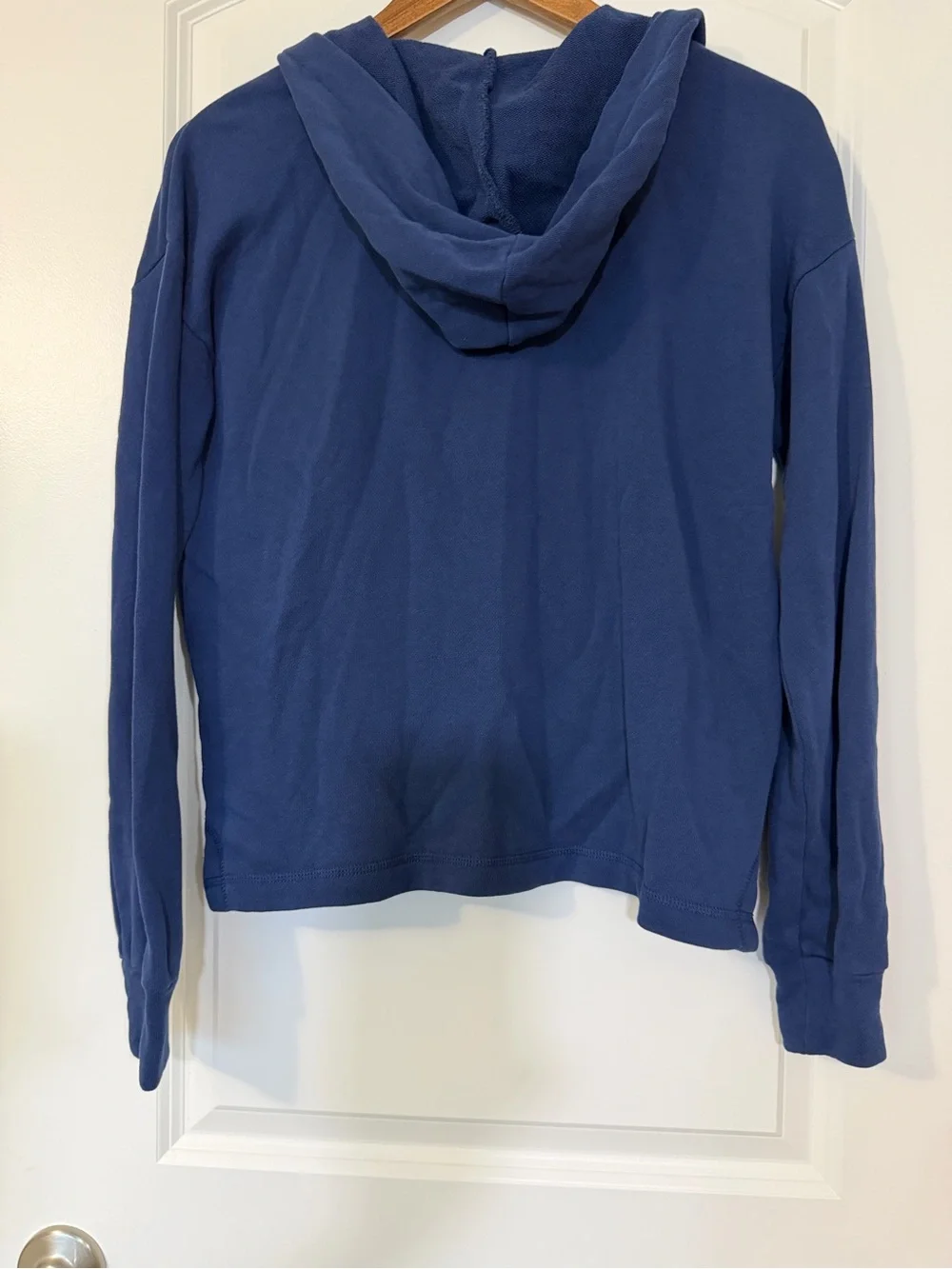 J. Crew Navy Half Button-Front Hooded Cotton Sweatshirt XXS Nautical Nantucket